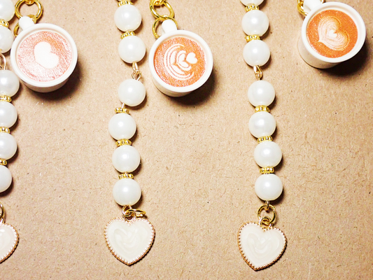 Latte Cups beaded Keychain