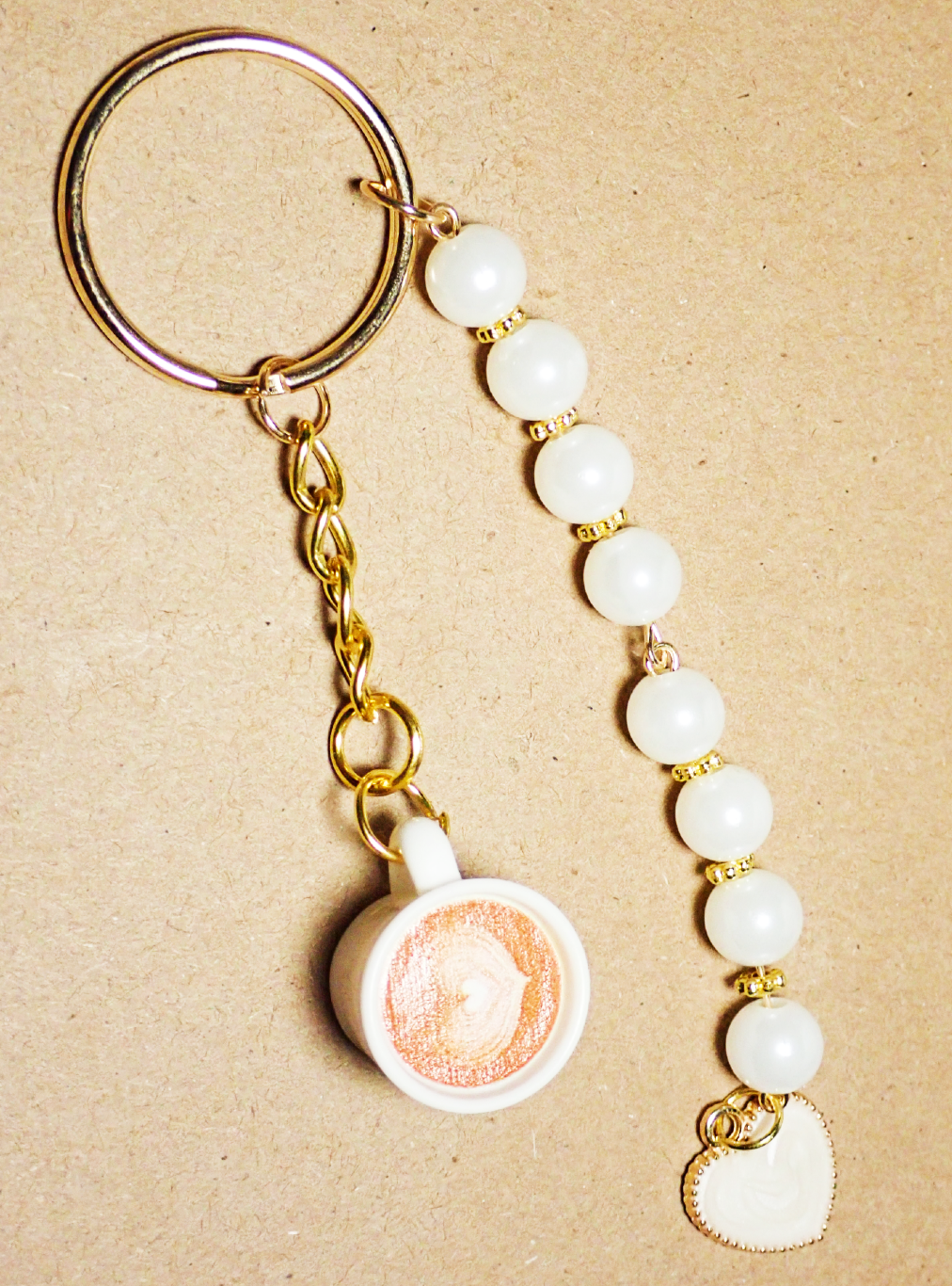 Latte Cups beaded Keychain