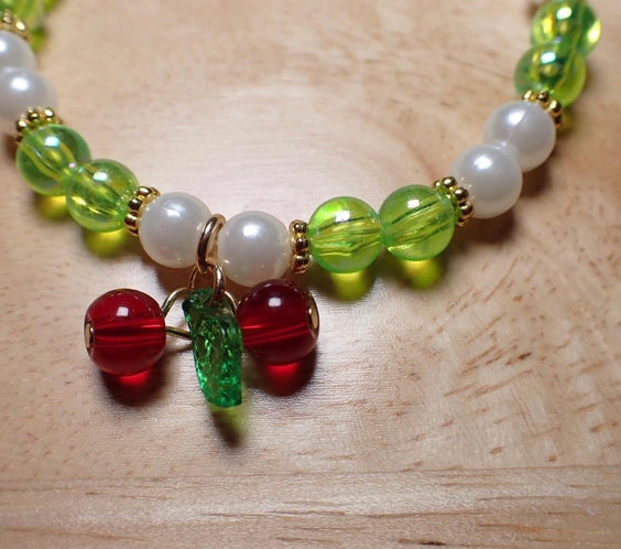 Cherry Beaded stretch Bracelet