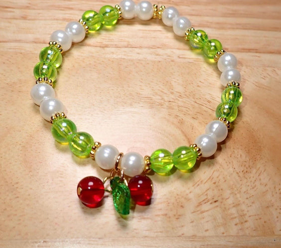 Cherry Beaded stretch Bracelet