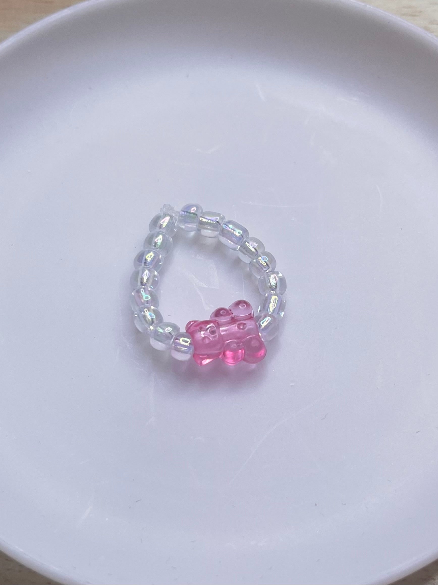 Dainty Beaded Gummy Bear Rings (Sets of 3)