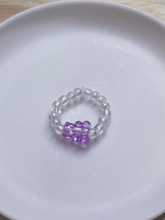 Dainty Beaded Gummy Bear Rings (Sets of 3)