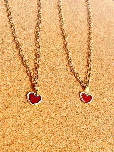 Vintage Chunky Heart Pendant Charm Necklace