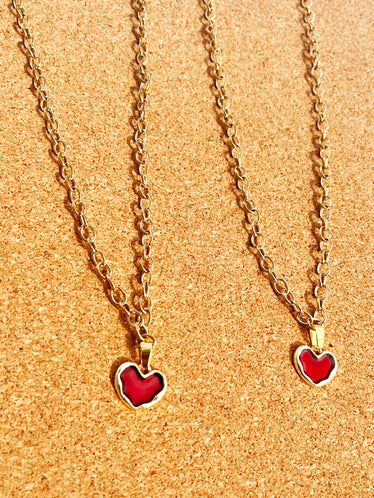 Vintage Chunky Heart Pendant Charm Necklace