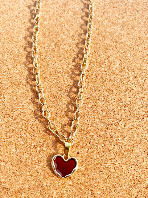 Vintage Chunky Heart Pendant Charm Necklace