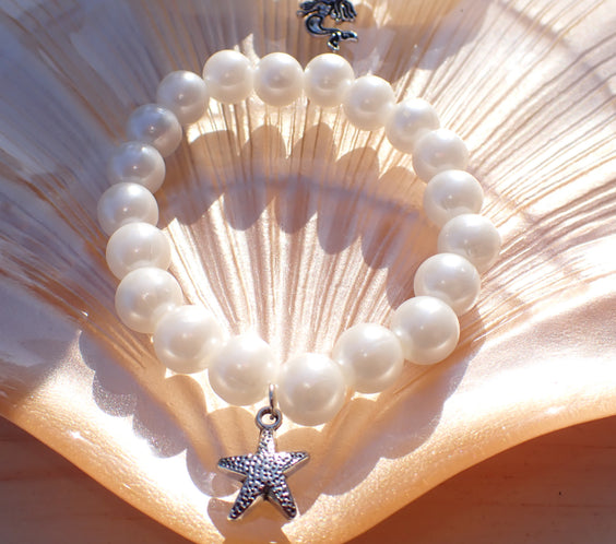 Ocean inspired handmade stretch bracelet
