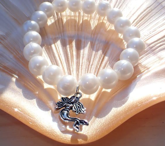 Ocean inspired handmade stretch bracelet