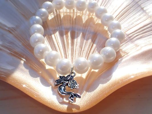Ocean inspired handmade stretch bracelet
