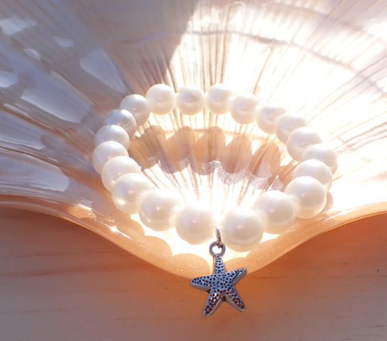 Ocean inspired handmade stretch bracelet
