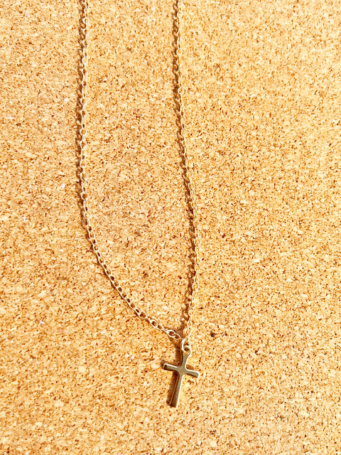 Dainty Gold cross Charm Necklace