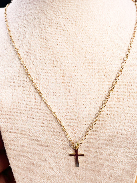 Dainty Gold cross Charm Necklace