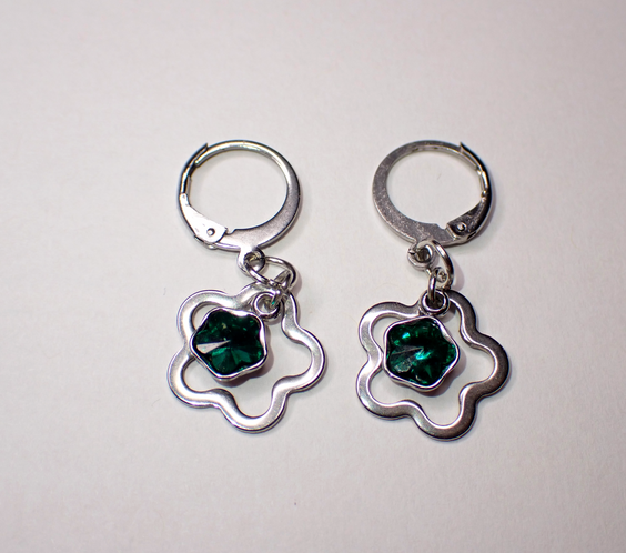Emerald Green Rhinestone Huggie Earrings