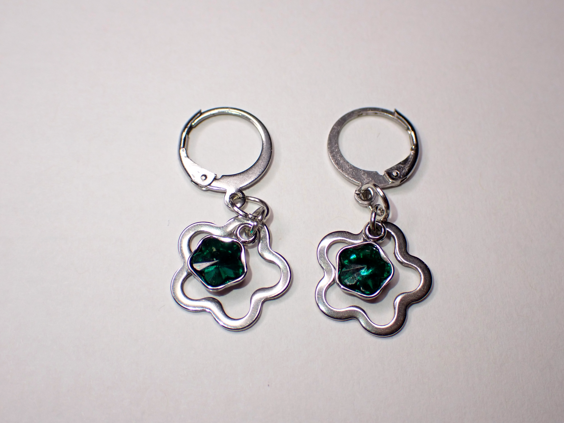 Emerald Green Rhinestone Huggie Earrings