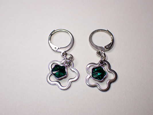 Emerald Green Rhinestone Huggie Earrings