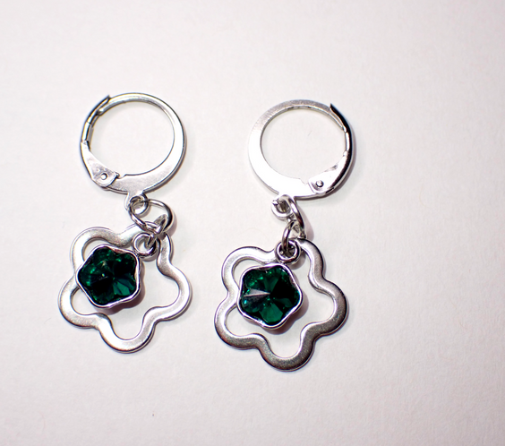 Emerald Green Rhinestone Huggie Earrings