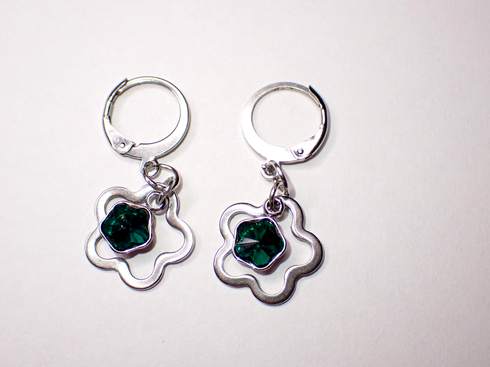 Emerald Green Rhinestone Huggie Earrings