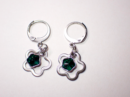 Emerald Green Rhinestone Huggie Earrings