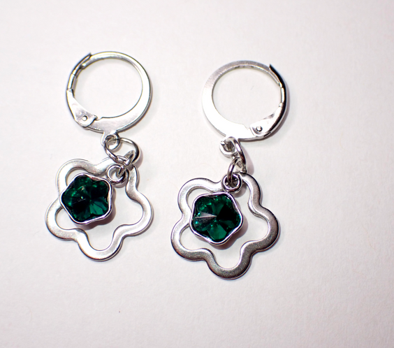 Emerald Green Rhinestone Huggie Earrings