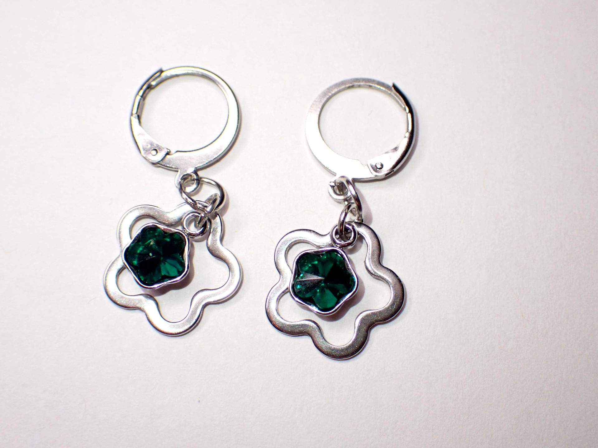 Emerald Green Rhinestone Huggie Earrings