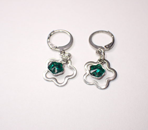 Emerald Green Rhinestone Huggie Earrings