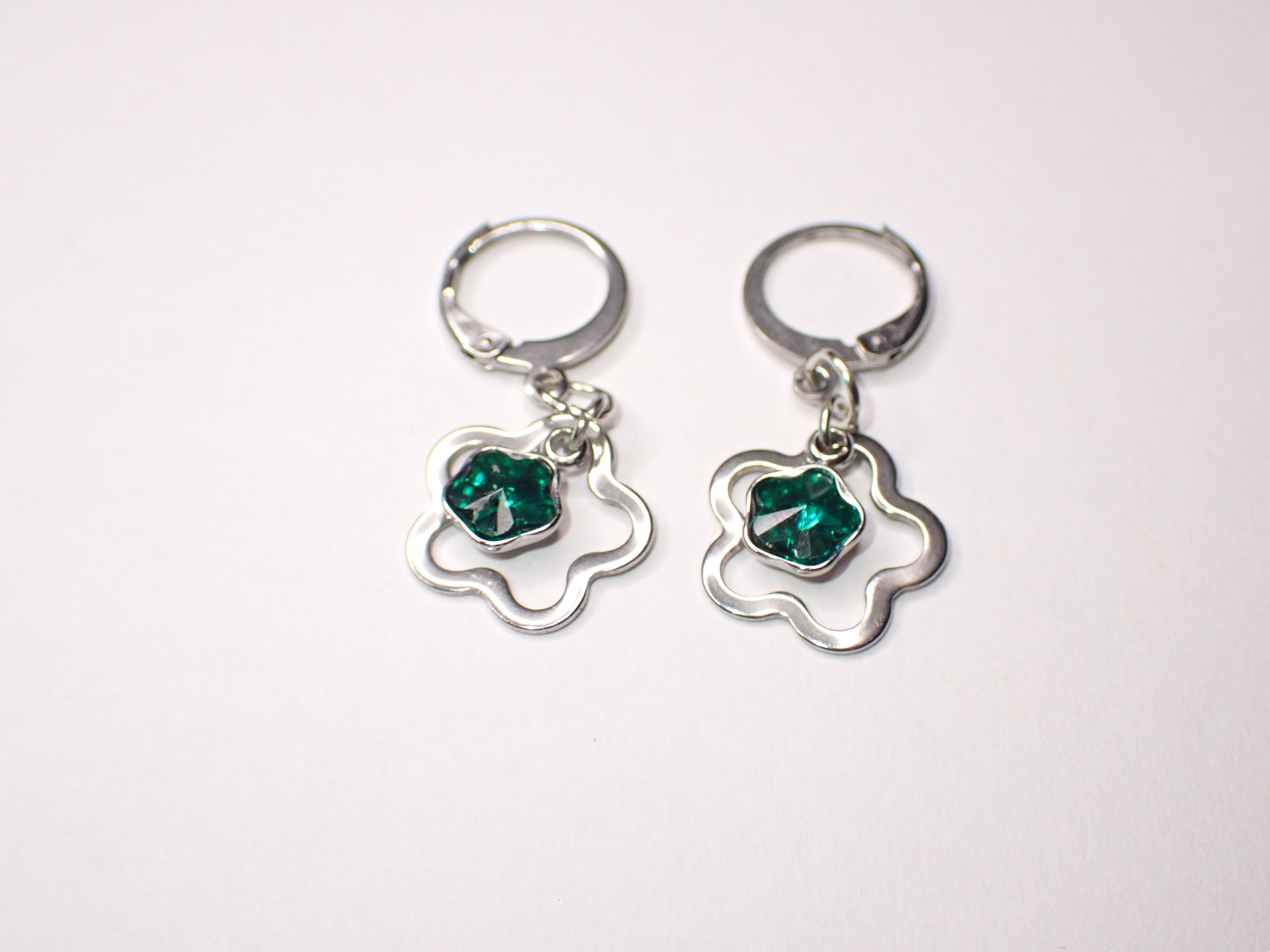 Emerald Green Rhinestone Huggie Earrings
