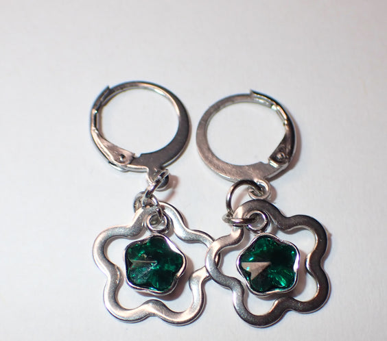 Emerald Green Rhinestone Huggie Earrings