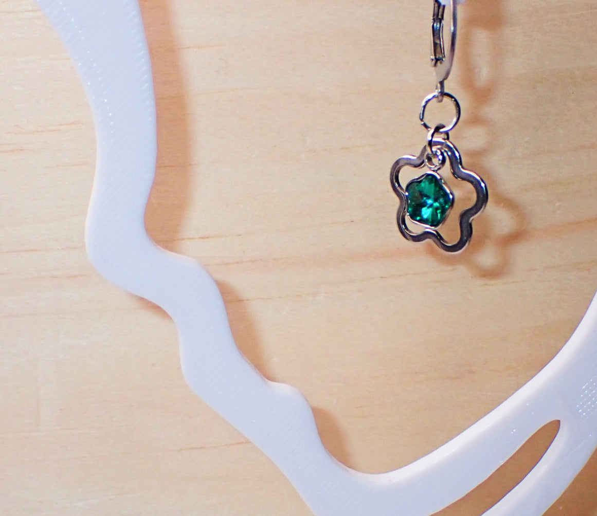 Emerald Green Rhinestone Huggie Earrings