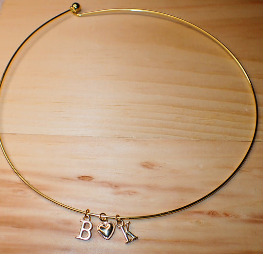 Personalized Initial Heart collar Choker Necklace