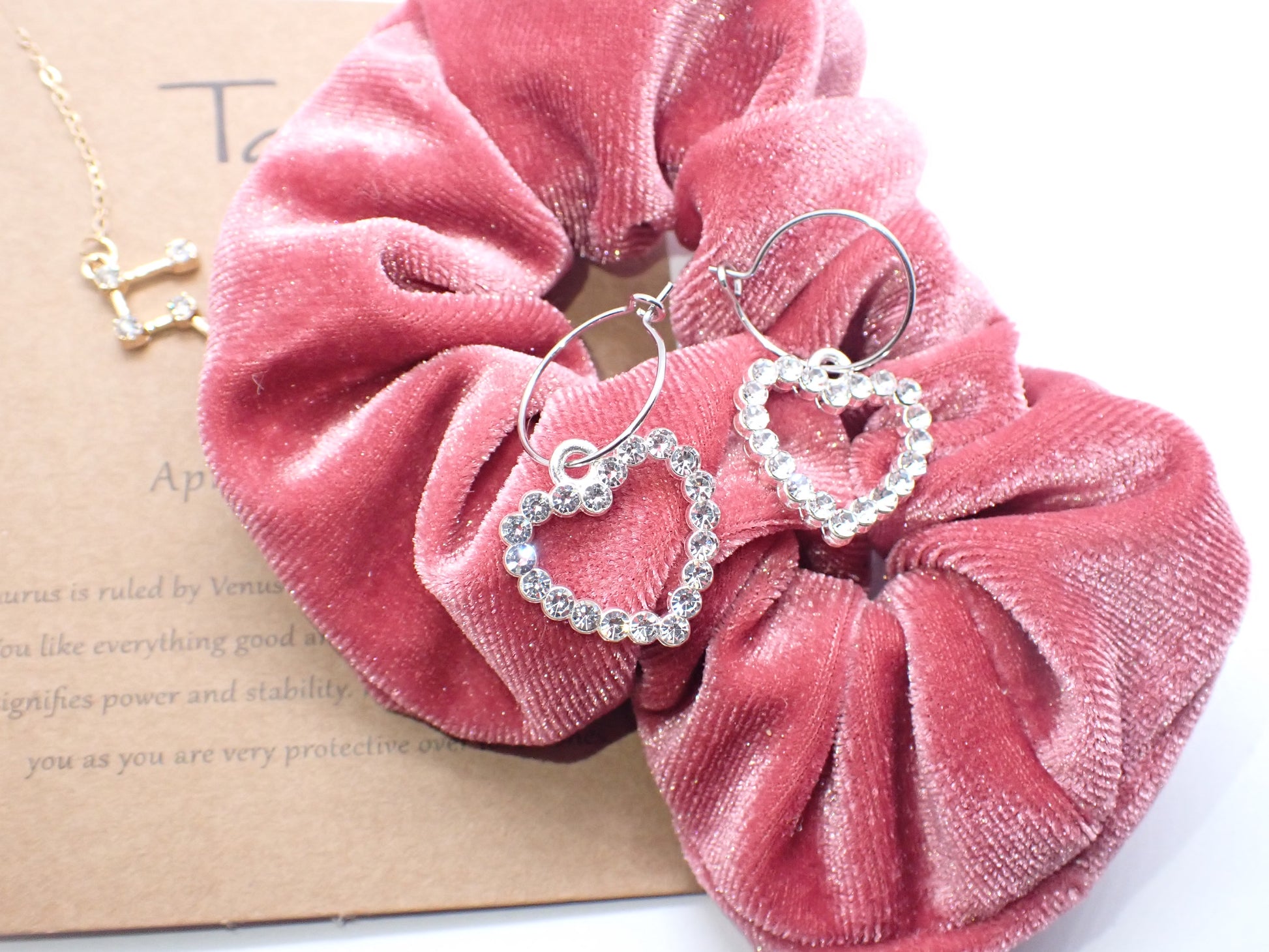 Vintage Rhinestone Silver Heart Hoop Earrings