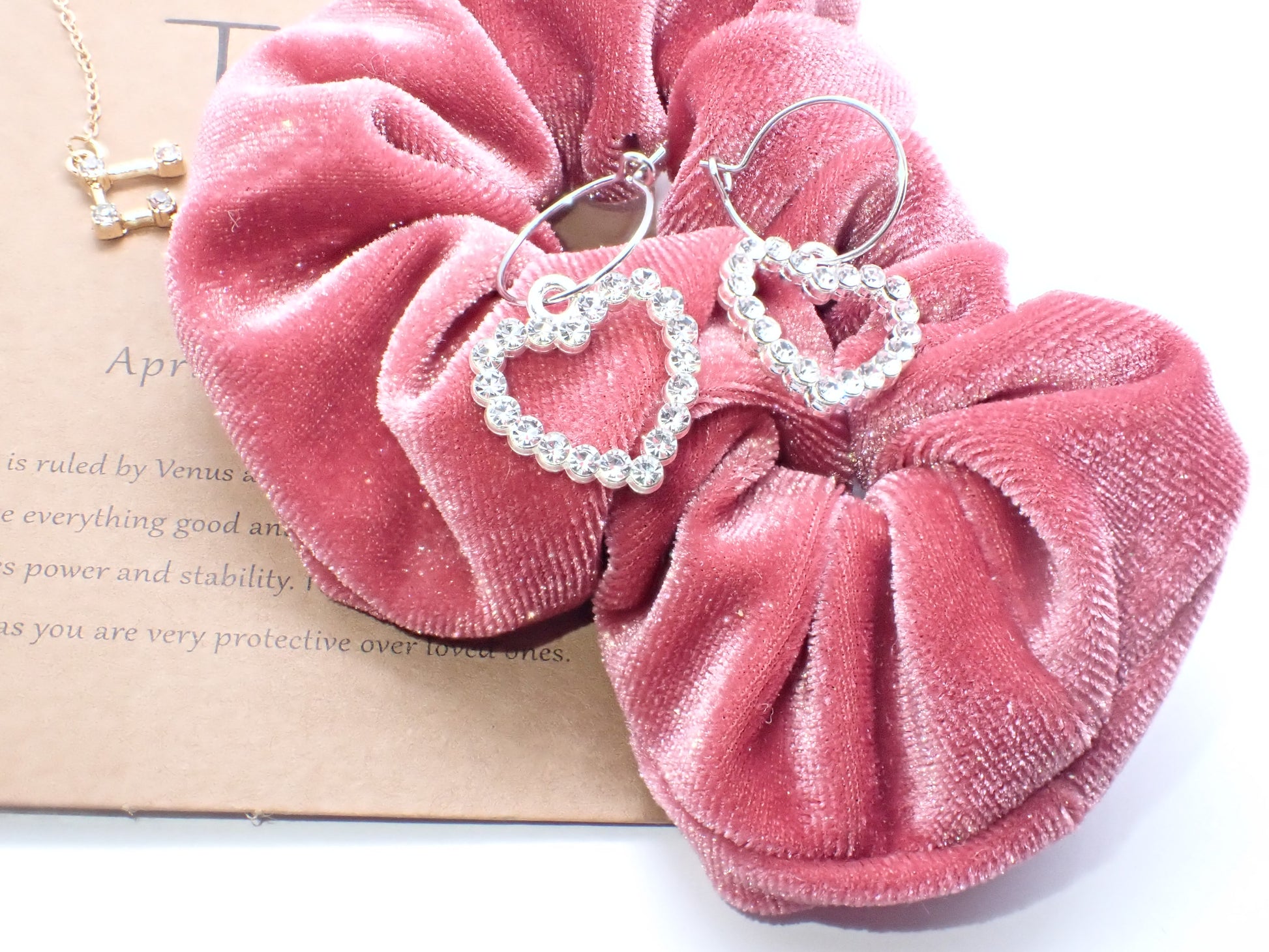 Vintage Rhinestone Silver Heart Hoop Earrings