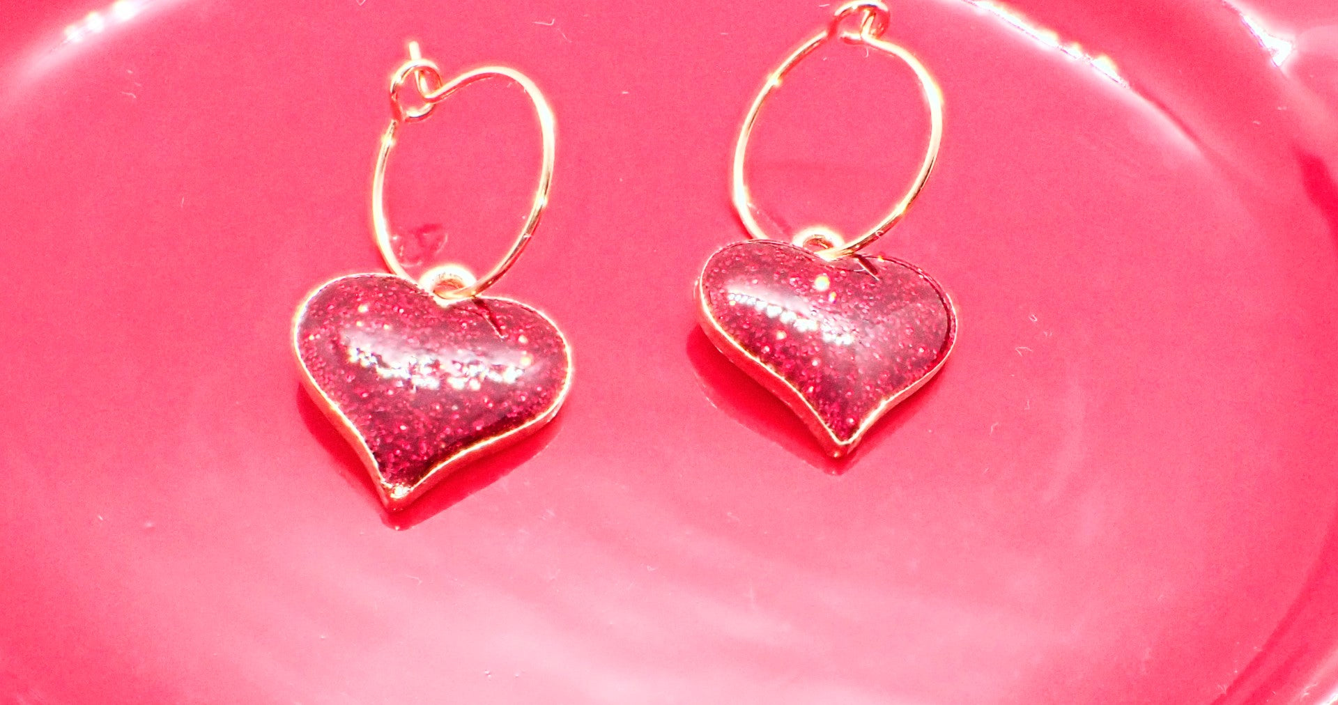 Alloy Glitter Heart Hoop Earrings