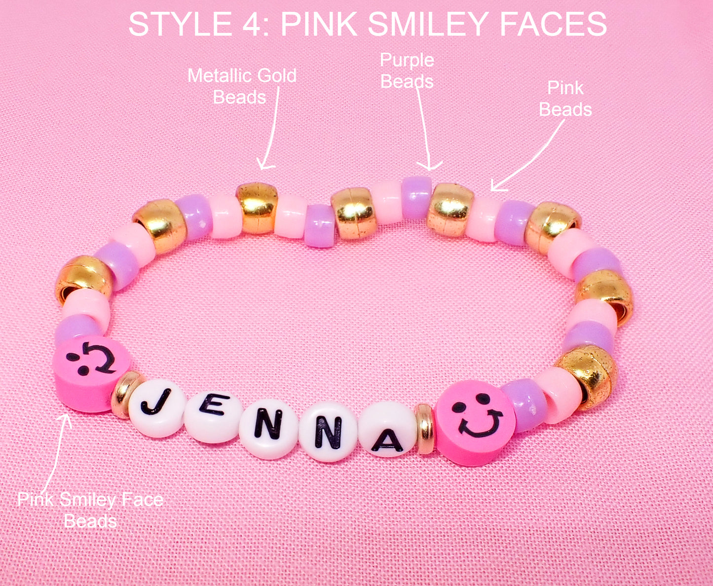 Pastel Y2K Personalized Bead Name Bracelets