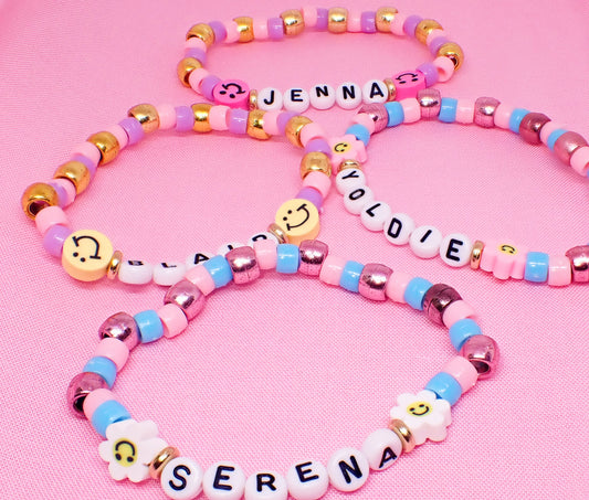 Pastel Y2K Personalized Bead Name Bracelets