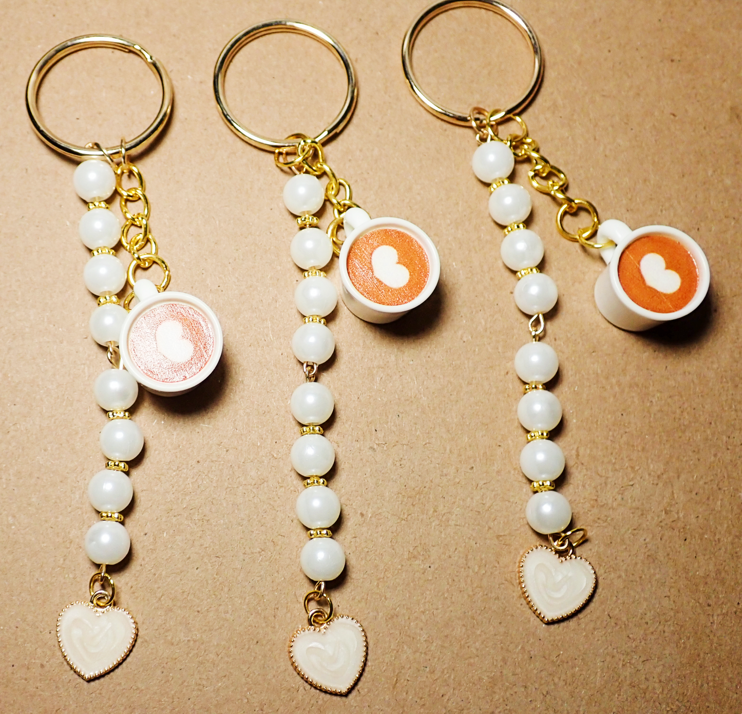 Latte Cups beaded Keychain