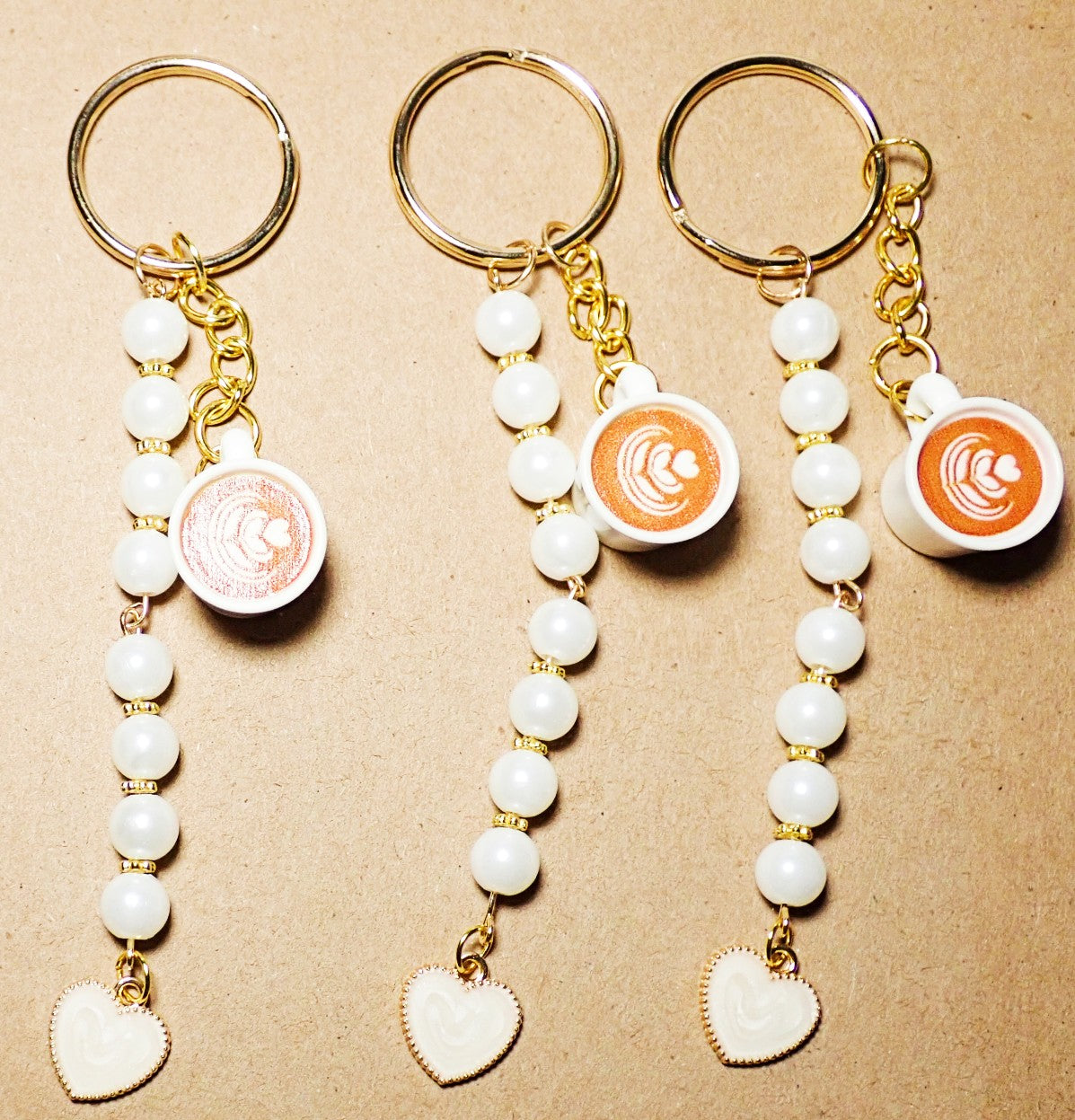 Latte Cups beaded Keychain