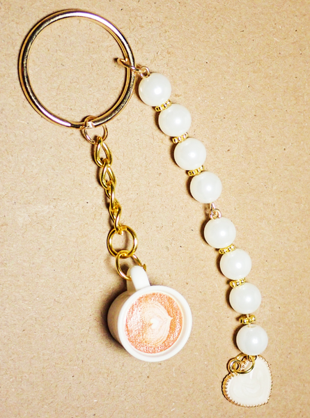 Latte Cups beaded Keychain – BY KARENA