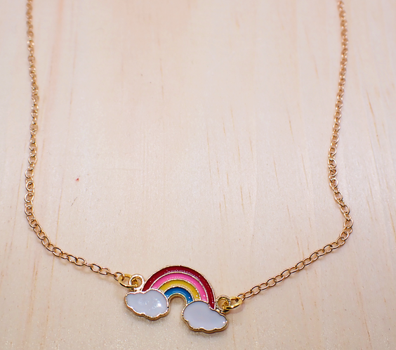 Gold Rainbow Pendant Necklace