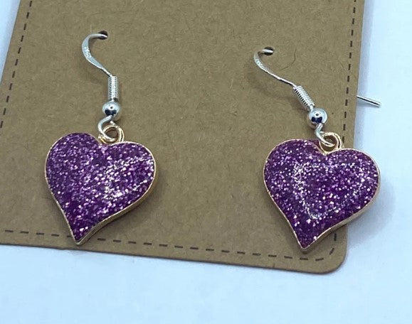 Glittery Heart Earrings