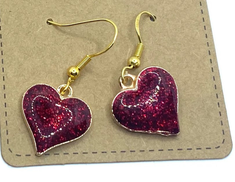 Glittery Heart Earrings