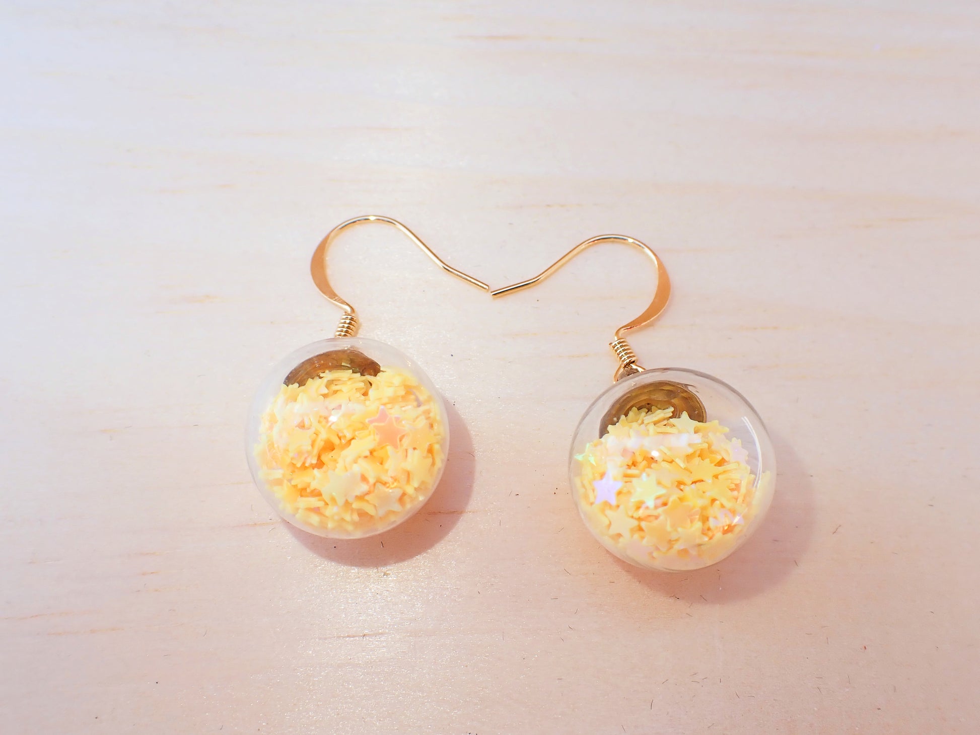 Confetti filled Glass dangle Earrings