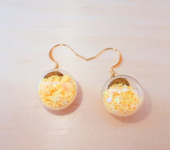 Confetti filled Glass dangle Earrings