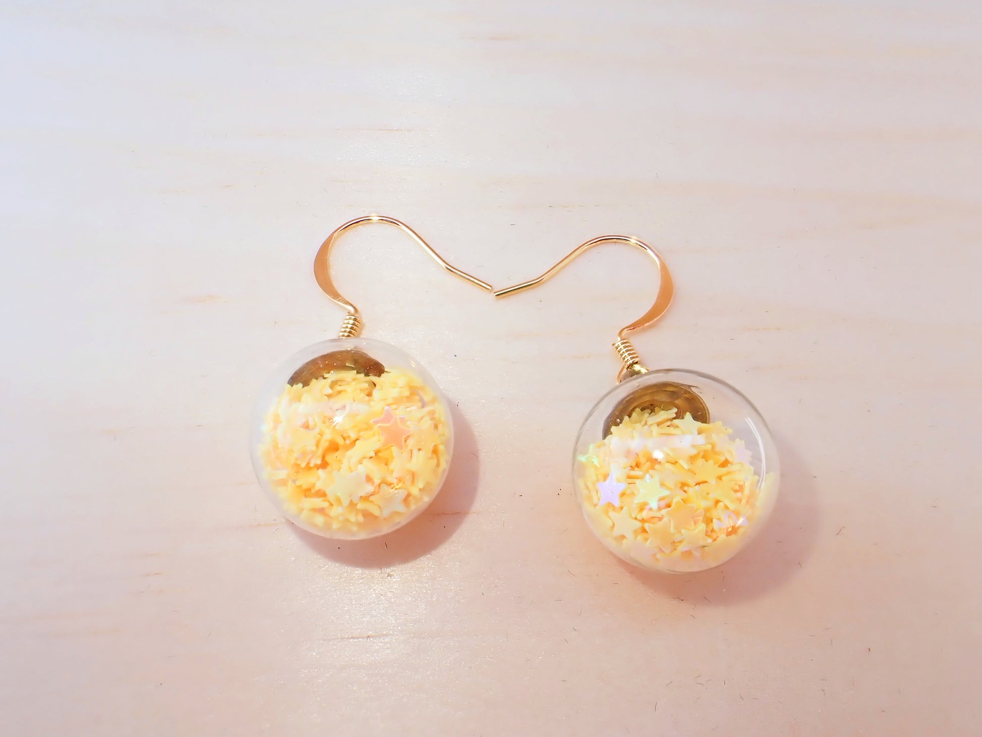 Confetti filled Glass dangle Earrings