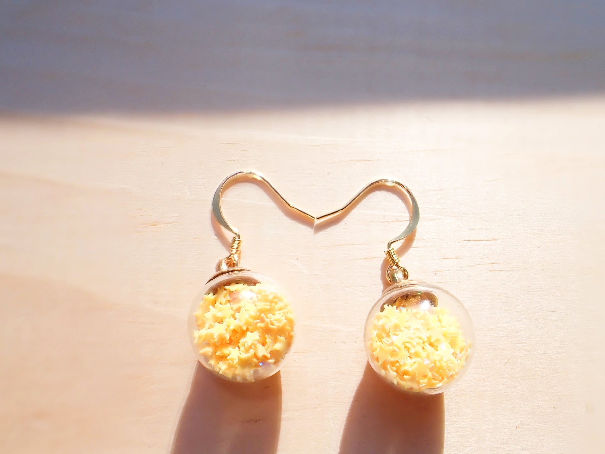 Confetti filled Glass dangle Earrings