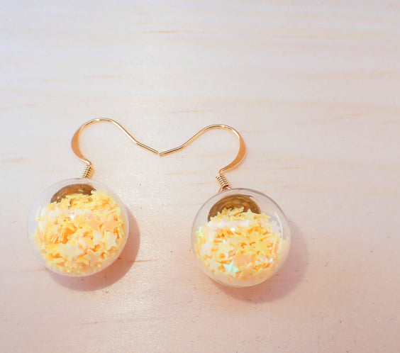 Confetti filled Glass dangle Earrings