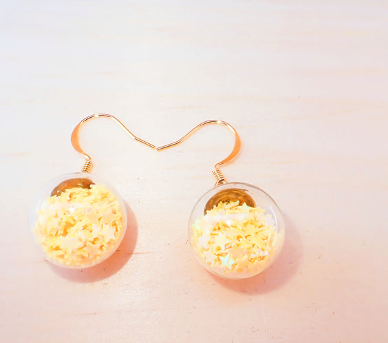 Confetti filled Glass dangle Earrings