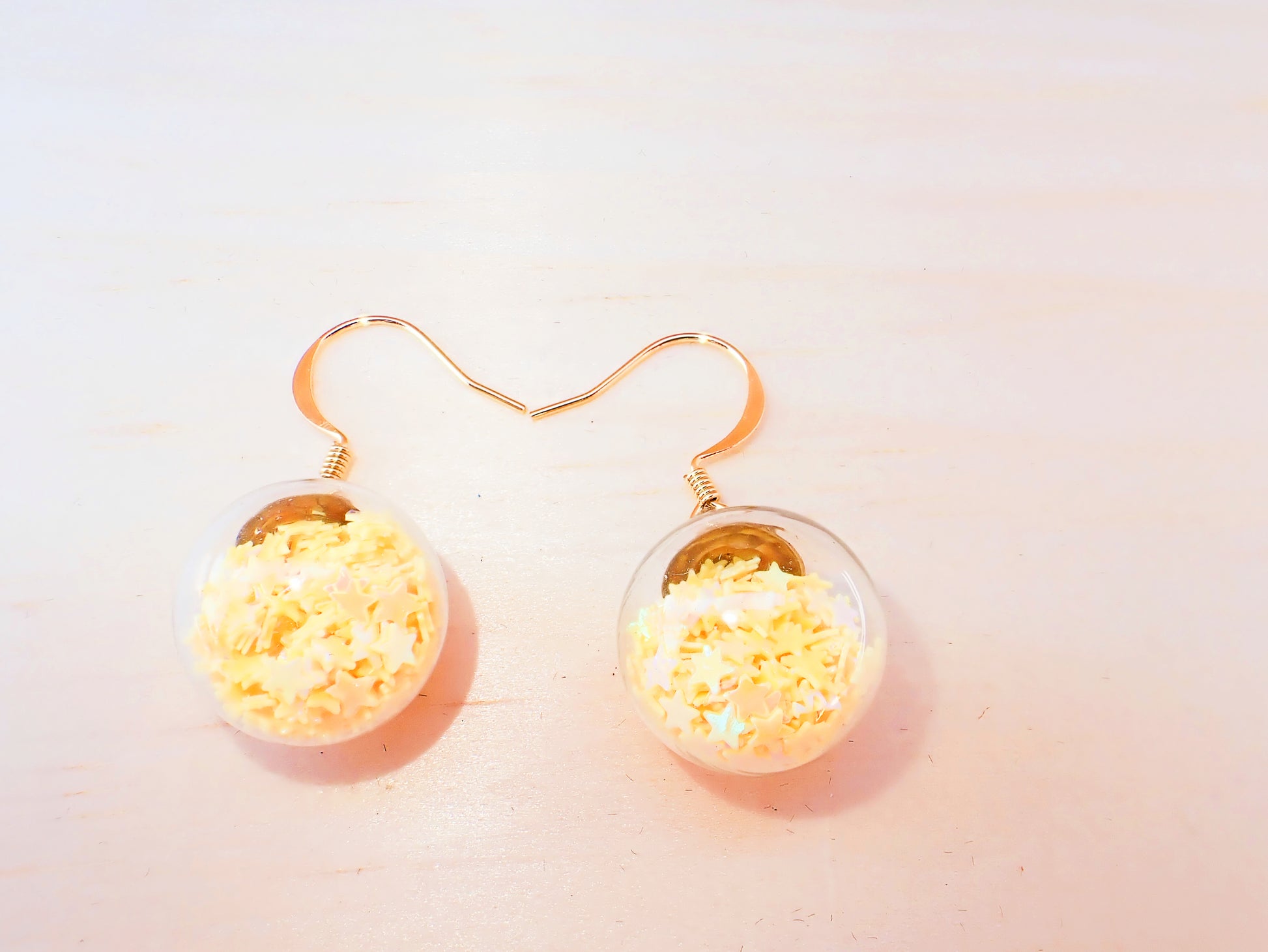 Confetti filled Glass dangle Earrings