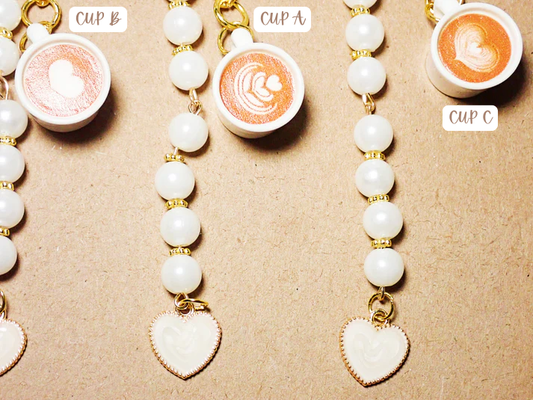 Latte Cups beaded Keychain