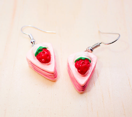 Strawberry cake Slice Drop Earrings