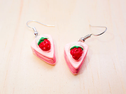 Strawberry cake Slice Drop Earrings