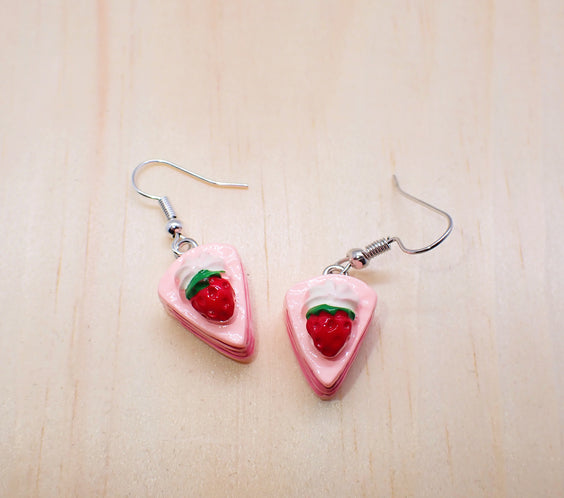 Strawberry cake Slice Drop Earrings